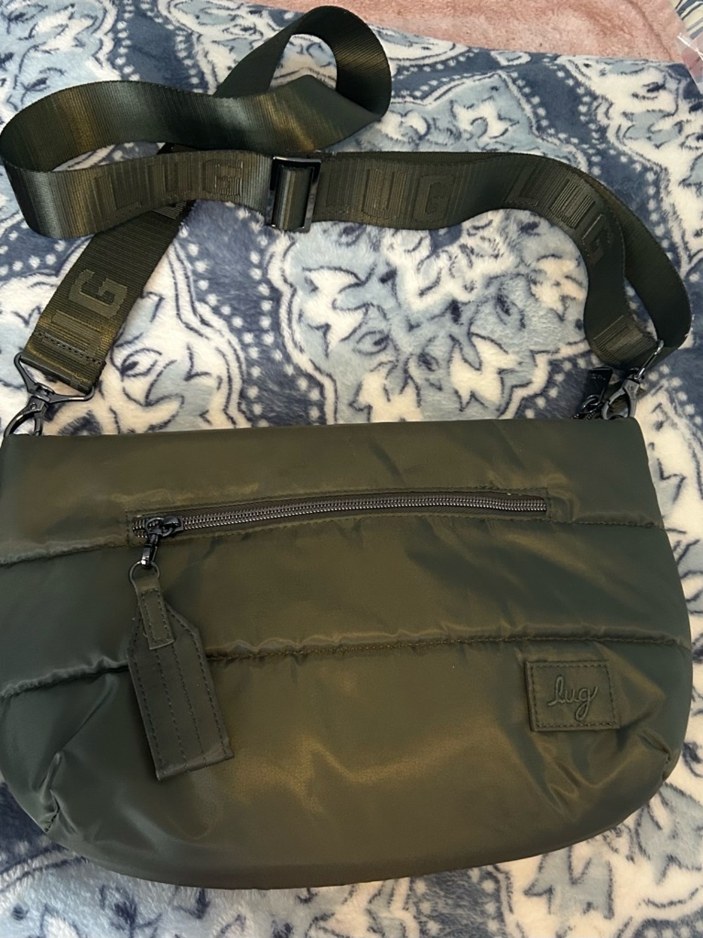 Lug Moonwalk Puffer Crossbody ,never used, Olive